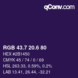 カラーコード: RGB 43.7 20.6 80 | qconv.com