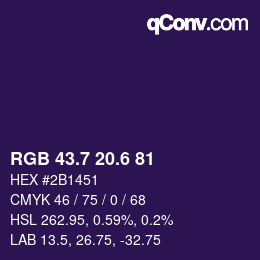 カラーコード: RGB 43.7 20.6 81 | qconv.com