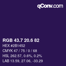 カラーコード: RGB 43.7 20.6 82 | qconv.com