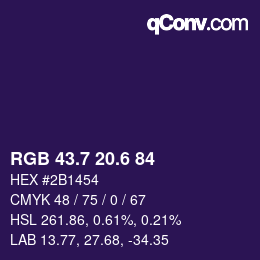 カラーコード: RGB 43.7 20.6 84 | qconv.com