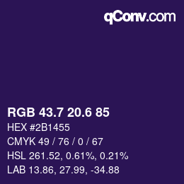 カラーコード: RGB 43.7 20.6 85 | qconv.com