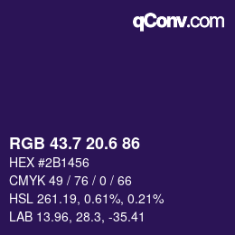 カラーコード: RGB 43.7 20.6 86 | qconv.com