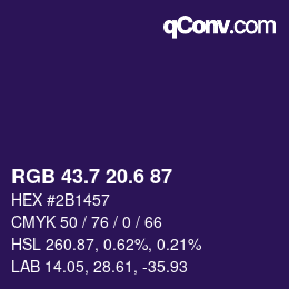 カラーコード: RGB 43.7 20.6 87 | qconv.com