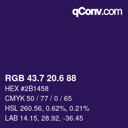 カラーコード: RGB 43.7 20.6 88 | qconv.com
