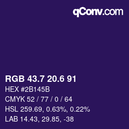 カラーコード: RGB 43.7 20.6 91 | qconv.com