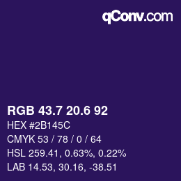 カラーコード: RGB 43.7 20.6 92 | qconv.com