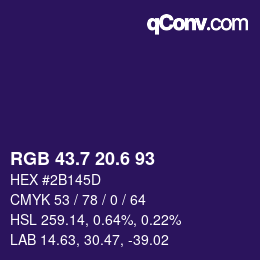 カラーコード: RGB 43.7 20.6 93 | qconv.com