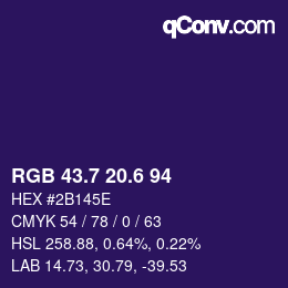 カラーコード: RGB 43.7 20.6 94 | qconv.com