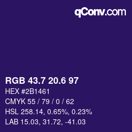 カラーコード: RGB 43.7 20.6 97 | qconv.com