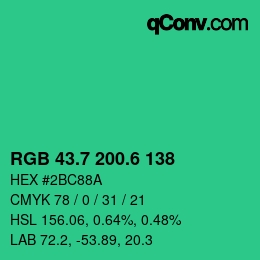 カラーコード: RGB 43.7 200.6 138 | qconv.com