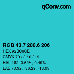 カラーコード: RGB 43.7 200.6 206 | qconv.com