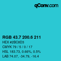 カラーコード: RGB 43.7 200.6 211 | qconv.com
