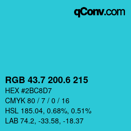 カラーコード: RGB 43.7 200.6 215 | qconv.com