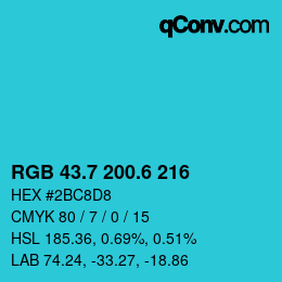 カラーコード: RGB 43.7 200.6 216 | qconv.com