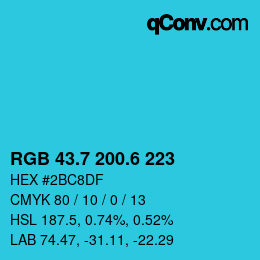 カラーコード: RGB 43.7 200.6 223 | qconv.com