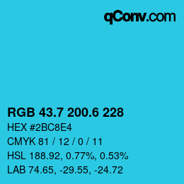 カラーコード: RGB 43.7 200.6 228 | qconv.com