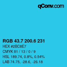 カラーコード: RGB 43.7 200.6 231 | qconv.com