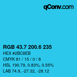 カラーコード: RGB 43.7 200.6 235 | qconv.com