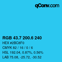 カラーコード: RGB 43.7 200.6 240 | qconv.com