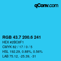 カラーコード: RGB 43.7 200.6 241 | qconv.com