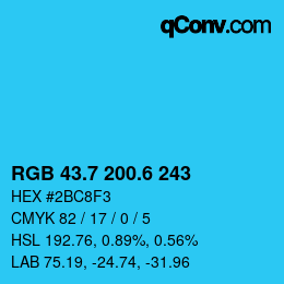 カラーコード: RGB 43.7 200.6 243 | qconv.com