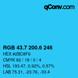 カラーコード: RGB 43.7 200.6 246 | qconv.com