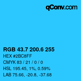 カラーコード: RGB 43.7 200.6 255 | qconv.com