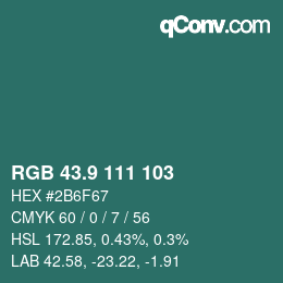 カラーコード: RGB 43.9 111 103 | qconv.com