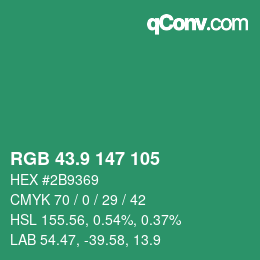 カラーコード: RGB 43.9 147 105 | qconv.com