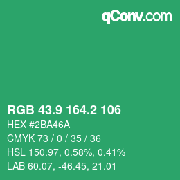 カラーコード: RGB 43.9 164.2 106 | qconv.com