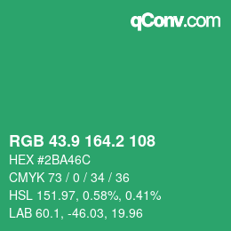 カラーコード: RGB 43.9 164.2 108 | qconv.com