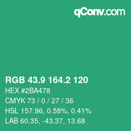 カラーコード: RGB 43.9 164.2 120 | qconv.com
