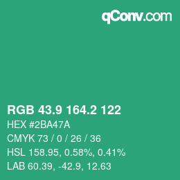 カラーコード: RGB 43.9 164.2 122 | qconv.com