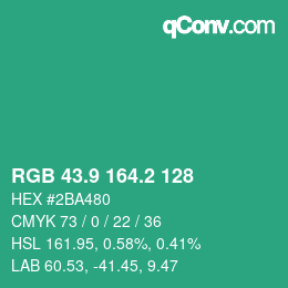カラーコード: RGB 43.9 164.2 128 | qconv.com