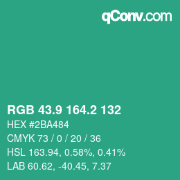 カラーコード: RGB 43.9 164.2 132 | qconv.com