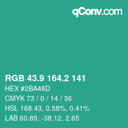 カラーコード: RGB 43.9 164.2 141 | qconv.com