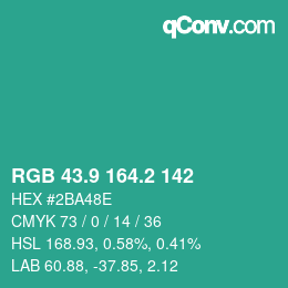 カラーコード: RGB 43.9 164.2 142 | qconv.com