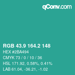 カラーコード: RGB 43.9 164.2 148 | qconv.com