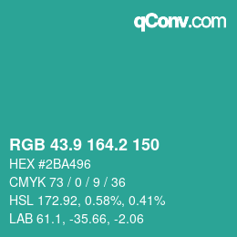 カラーコード: RGB 43.9 164.2 150 | qconv.com