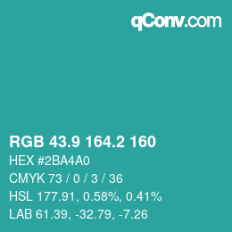 Color code: RGB 43.9 164.2 160 | qconv.com