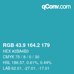 Color code: RGB 43.9 164.2 179 | qconv.com