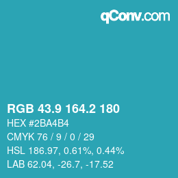 Color code: RGB 43.9 164.2 180 | qconv.com