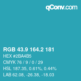 カラーコード: RGB 43.9 164.2 181 | qconv.com