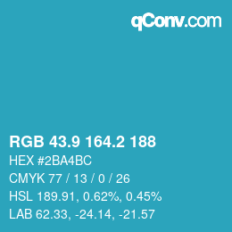 カラーコード: RGB 43.9 164.2 188 | qconv.com