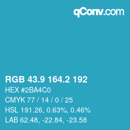 カラーコード: RGB 43.9 164.2 192 | qconv.com