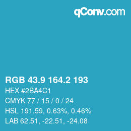 カラーコード: RGB 43.9 164.2 193 | qconv.com