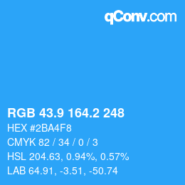 Color code: RGB 43.9 164.2 248 | qconv.com