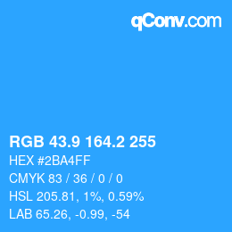 Color code: RGB 43.9 164.2 255 | qconv.com