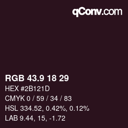 Color code: RGB 43.9 18 29 | qconv.com