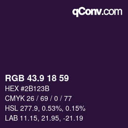 カラーコード: RGB 43.9 18 59 | qconv.com